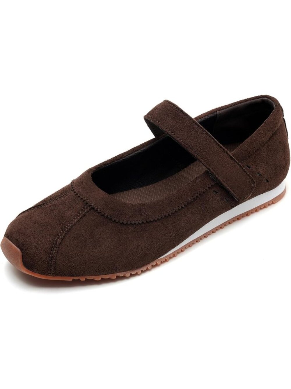 🆕Women's Brown Mary Jane Sneakers Comfort Walking Ballet Flats Casual Shoes